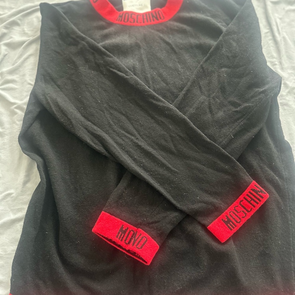 Moschino Men's Sweater in Black with Red Accents Large - Picture 6 of 6